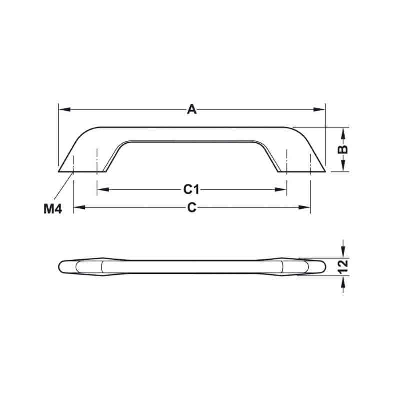 Tay nắm tủ chữ D Hafele 106.61.217 (mạ crom bóng)